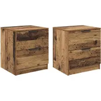 vidaXL Cabinet De Chevet Avec Tiroir 2 Pcs Bois Ancien 45 X 39 X 50 Cm
