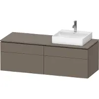 Duravit L-Cube Meuble sous-lavabo en console suspendu, avec plan de toilette en console, 4 tiroirs, vasque à droite, 1420x482x550mm, LC4870R90900000