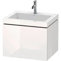 Duravit L-Cube c-bonded Ensemble suspendu, 1 tiroir, sans trop-plein, 1 trou pour robinet, 600x500x480mm, LC6916O8080