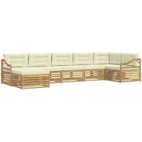 vidaXL Ensemble de salon de jardin 7 pièces, blanc et crème
