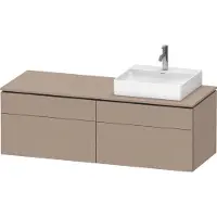 Duravit L-Cube Meuble sous-lavabo en console suspendu, avec plan de toilette en console, 4 tiroirs, vasque à droite, 1420x482x550mm, LC4870R75750000