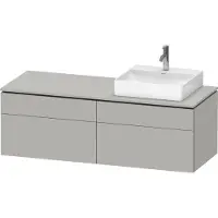 Duravit L-Cube Meuble sous-lavabo en console suspendu, avec plan de toilette en console, 4 tiroirs, vasque à droite, 1420x482x550mm, LC4870R07070000