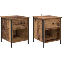 vidaXL Cabinet De Chevet Avec Tiroir 2 Pcs Bois Ancien 40 X 42 X 50 Cm