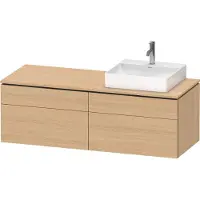 Duravit L-Cube Meuble sous-lavabo en console suspendu, avec plan de toilette en console, 4 tiroirs, vasque à droite, 1420x482x550mm, LC4870R30300000