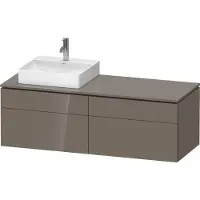Duravit L-Cube Meuble sous-lavabo en console suspendu, avec plan de toilette en console, 4 tiroirs, vasque à gauche, 1420x482x550mm, LC4870L89890000