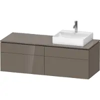 Duravit L-Cube Meuble sous-lavabo en console suspendu, avec plan de toilette en console, 4 tiroirs, vasque à droite, 1420x482x550mm, LC4870R89890000