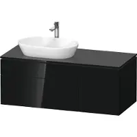 Duravit L-Cube Meuble sous-lavabo en console suspendu, avec plan de toilette en console, 4 tiroirs, vasque à gauche, 1220x482x550mm, LC4876040400000