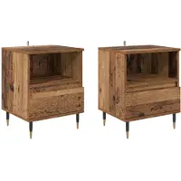 vidaXL Cabinet de chevet avec tiroir 2 pcs Bois ancien 40 x 35 x 50 cm