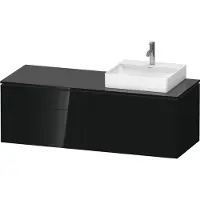 Duravit L-Cube Meuble sous-lavabo en console suspendu, avec plan de toilette en console, 4 tiroirs, vasque à droite, 1420x482x550mm, LC4870R40400000