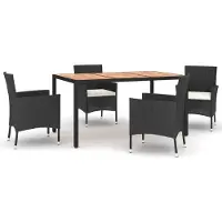 vidaXL Ensemble de jardin 5 pièces avec coussins Noir Poly Rattan