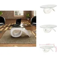 vidaXL Table basse avec plateau en verre ovale, blanc brillant - Tables basses