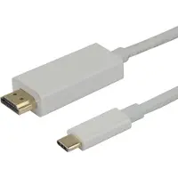 Deltaco USB-C - HDMI cable, 4K UHD, gold plated, 3m, white (3 m), Câble vidéo, Blanc