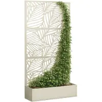 Mica Decorations Sapri Support pour plantes - Jardinière avec treillis pour plantes grimpantes - Support pour plantes autonome ou à fixer au mur - 92 x 33 x 174 cm - Blanc cassé