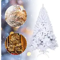 Jiubiaz Sapin de Noël artificiel avec support en métal blanc 210cm
