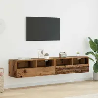 Prolenta Étagères murales pour télévision, modèle exclusif, 2 pièces, en bois massif recyclé