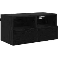 Syfax Meuble TV mural Chêne noir 60 x 30 x 30 cm Bois d'ingénierie