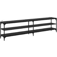 Syfax Meuble TV Chêne noir 200 x 30 x 50 cm Bois d'ingénierie et fer
