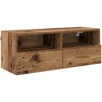 Syfax Meuble TV mural Bois Ancien 80 x 30 x 30 cm Bois d'ingénierie