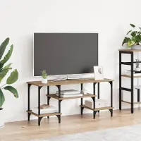 Prolenta Meuble TV exclusif - Dimensions : 102 x 35 x 45,5 cm - Bois massif en chêne artisanal