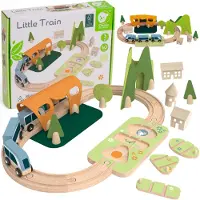 ClassicWorld Set Train en bois pour voie ferrée + trieur de formes 40 pièces.