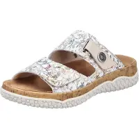Rieker Sandales V030090 V03 pour femmes, confortables, modèle pantoufle, couleur blanche, pour un usage quotidien
