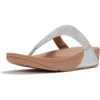 FitFlop Lulu Crystal Embellished Toe Post Sandals Argenté EU 41 Femme