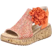 Rieker Sandales pour femme, orange-marron, couleur : rouge, pointure européenne : 36