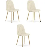 Leobert Chaise - - Padva - Velours Beige Clair/Pieds Chêne - 44,5 X 53 X 87 Cm - Lot De 3