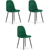 Leobert Chaise - - Padva - Velours Vert/Pieds Noirs - 44,5 X 53 X 87 Cm - Lot De 3