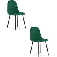 Leobert Chaise - - Padva - Velours Vert/Pieds Noirs - 44,5 X 53 X 87 Cm - Lot De 2