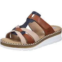 Rieker Mules pour femme avec bride en T et talon compensé fin V1291, pointure : 37 EU, couleur : multicolore