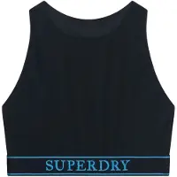 Superdry Logo Racer Back Bikini Top Bleu XS Femme