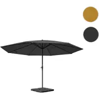 Mendler Parasol Meran Pro, Parasol Pour Marché Sans Volants, Ø 5m Polyester/Alu 28 Kg Anthracite Avec Socle
