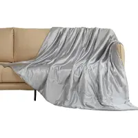 Sonstige Verlage Couverture douillette en satin pour lit ou canapé, 200 x 200 cm, gris