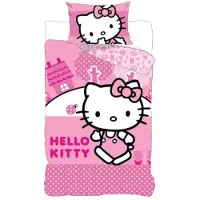 BrandMac Parure de lit Hello Kitty, collection "Pink World", comprenant une housse de couette de 140 x 200 cm et une taie d'oreiller de 70 x 90 cm