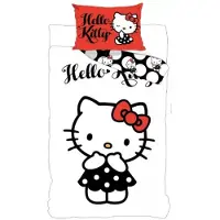 Hello Kitty Housse de couette , noire, 140 x 200 cm, taies d'oreiller 70 x 90 cm