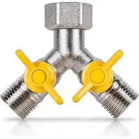 OEM Distributeur en Y à 3 voies en laiton - Distributeur en Y - Robinet avec 2 vannes indépendantes - Raccordement d'eau - Distributeur - 1/2 pouce pour lave-linge - Cuisine - Tuyau d'arrosage