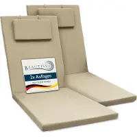 Beautissu Lot de 2 coussins pour chaise longue Loft RL, 200 x 60 x 5 cm, naturel