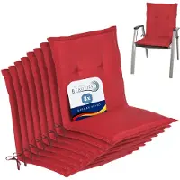 Beautissu Lot de 8 coussins pour chaise de jardin à dossier bas Loft NL, 100 x 50 x 6 cm, rouge