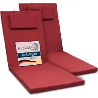 Beautissu Lot de 2 coussins pour chaise longue Loft RL, 200 x 60 x 5 cm, rouge