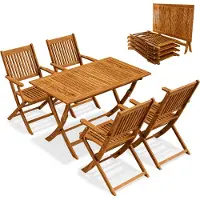 Casaria Salon de jardin Sydney Confort 5 pièces en acacia certifié FSC