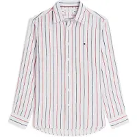 Tommy Hilfiger Chemise 'Regular Fit Textured Stripe Pure' opal / rouge cerise / blanc