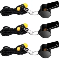 OEM Sifflets métalliques de sport pour ballons - Lot de 3 - Noir - Acier inoxydable