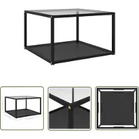 The Living Store Table basse , transparente et noire, 60 x 60 x 35 cm, en verre trempé
