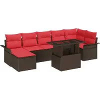 vidaXL Ensemble de canapés de jardin , 8 pièces, couleur marron, matériau synthétique : rotin synthétique