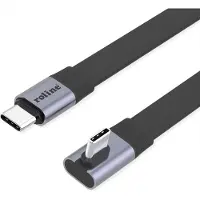 Roline Câble plat USB4 2.0 , connecteurs C-C, ST/ST, résolution 8K UHD, débit 80 Gbit/s, puissance 240 W, connecteur à angle droit de 90° d'un côté, couleur noire, longueur 0,8 m