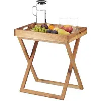 Markenlos Table de véranda pliante en bois - Petite table d'appoint de jardin 54 x 52 x 36 cm - Usage extérieur