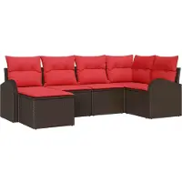 Syfax Ensemble de Canapés 6 pcs Marron et rouge polyrotin