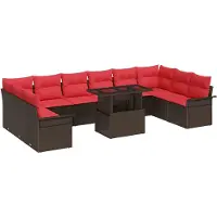 vidaXL Ensemble de canapé de jardin , 11 pièces, couleur marron, en polyrotin