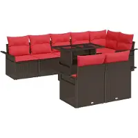 vidaXL Ensemble de canapés de jardin avec coussins et rangement, 9 pièces, en rotin synthétique marron